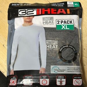 32 Degrees Men's XL Long Sleeve Crew Neck 2 Pack - White and Charcoal